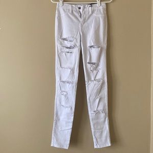 Fashion Nova Midrise White Ripped Jeans - size 1